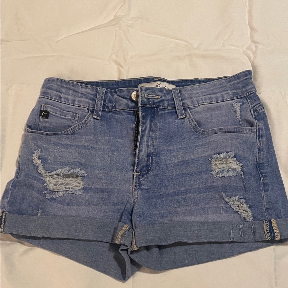 Blue Distressed Denim Shorts